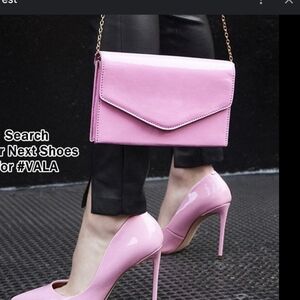 Stylish Satin Pink Handbag and Heels Set